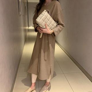 V-neck Maxi Knit Dress & Sash