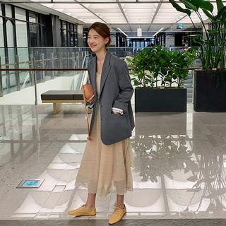 Capelet Plaid Chiffon Long Dress