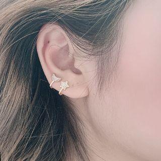 Rhinestone Moon And Star Ear Cuff 1 Pair - One Size