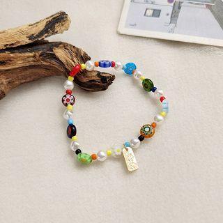 Faux Pearl Bead Bracelet 1 Pc - Bracelet - White & Blue & Red - One Size