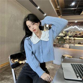 Wide Collar Cropped Cardigan
