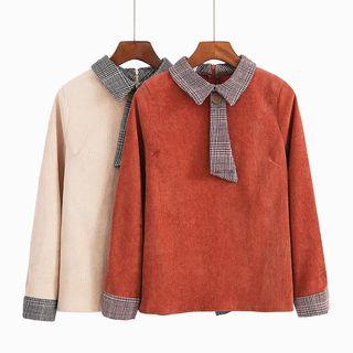 Contrast Collar Neck Tie Top