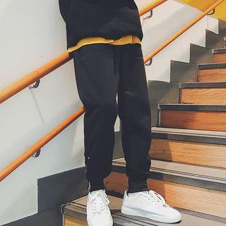 Fleece-lining Striped Wide-leg Sweatpants