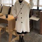 Single-breasted Faux Fur Coat White - One Size