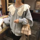 Detachable-collar Knit Cardigan