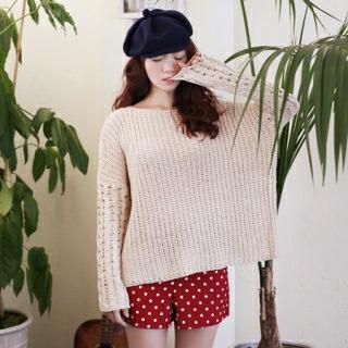 Round-neck Drop-shoulder Knit Top