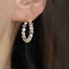 Geometric Bead Alloy Hoop Earring Eh1227 - 1 Pair - Silver - One Size