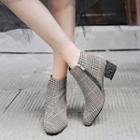 Block-heel Plaid Ankle Boots