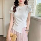 Short-sleeve Lettering Asymmetcal T-shirt