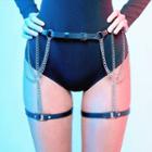 Chained Faux Leather Garter Belt