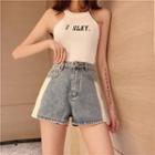 Color-block Slim-fit Denim Shorts