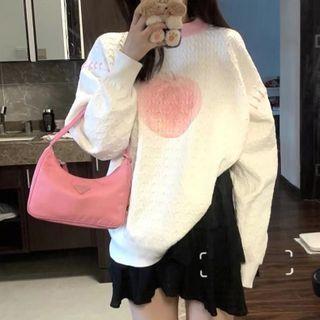 Peach Print Sweatshirt White - One Size
