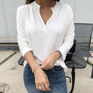 Open-placket Henley White - One Size