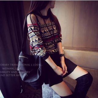 Mesh Panel Long-sleeve Top (various Designs)