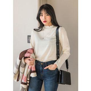 Tall Size Frill-edge Lightweight Knit Top