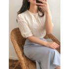 Puff-sleeve Crinkled Top
