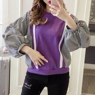 Mock Two-piece Pinstripe Panel Pullover