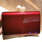 Faux Pearl Patent Evening Clutch