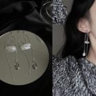 Faux Pearl Alloy Fringed Earring 2125a# - 1 Pair - White Faux Pearl - Silver - One Size