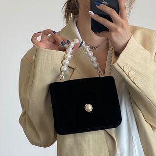 Faux Pearl Mini Crossbody Bag Black - One Size