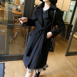 Open-front Long Coat With Sash