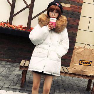 Couple Furry Hooded Long Padded Coat