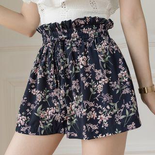 High Waist Floral A-line Shorts