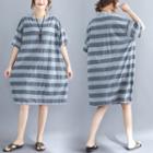 Short-sleeve Striped Loose-fit Dress
