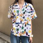 Fruit Print Loose-fit Short-sleeve Shirt