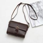 Faux Leather Buckled Crossbody Bag Coffee - One Size