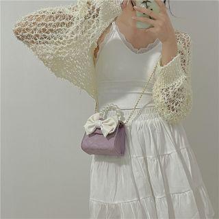 Bow Pearl Chain Argyle Crossbody Bag