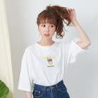 Deer Print Elbow-sleeve T-shirt White - One Size