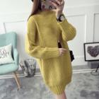 Chunky Knit Mock Neck Long Sweater