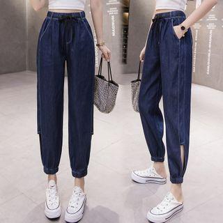 Denim Cutout Harem Pants