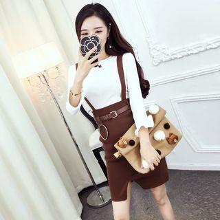 Set: 3/4-sleeve T-shirt + Knit Jumper Skirt