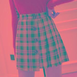 Button-up Plaid A-line Mini Skirt
