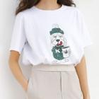 Dog Print Short-sleeve T-shirt White - One Size
