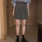 High-waist Plain Pleated Skirt Skirt - Gray - One Size