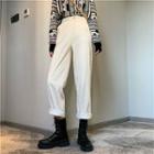 Plain High-waist Loose-fit Straight Fit Pants
