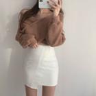 Off Shoulder Plain Sweater / Plain Skirt