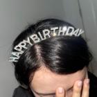 Lettering Rhinestone Headband Type A - Silver - One Size