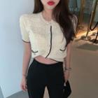 Cropped Knit Top Beige - One Size