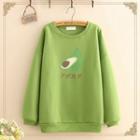 Avocado Print Round-neck Fleece-lined Sweatshirt