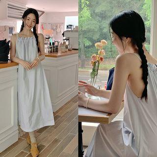 Strap-shoulder Long Trapeze Dress