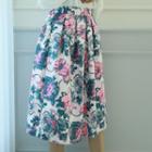 Flared Midi Floral Jacquard Skirt