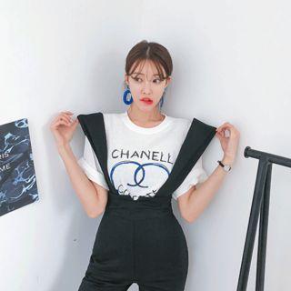 High-rise Boot-cut Suspender Pants
