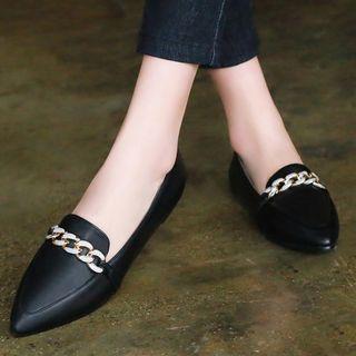 Chain Detail Pointed Loafers