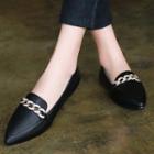 Chain Detail Pointed Loafers