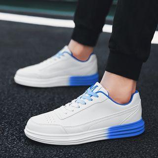 Faux Leather Gradient Sole Lace Sneakers