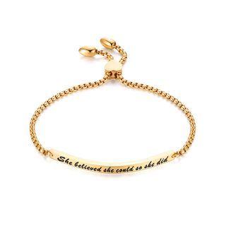 Simple Fashion Plated Gold Geometric Strip 316l Stainless Steel Bracelet Golden - One Size
